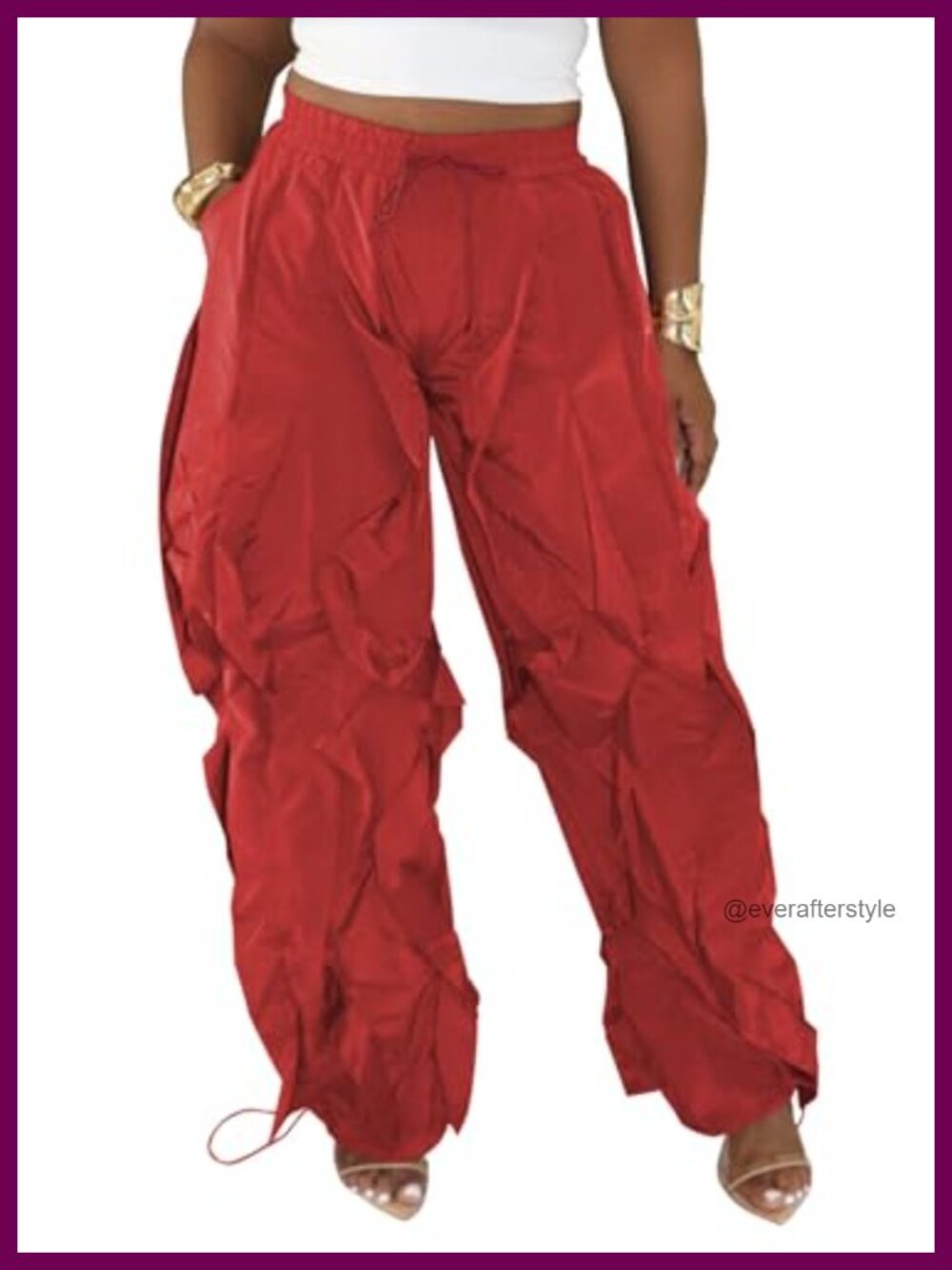 Women's Baggy Barrel Sweatpants Drawstring Ruffle Fringe Wide Leg